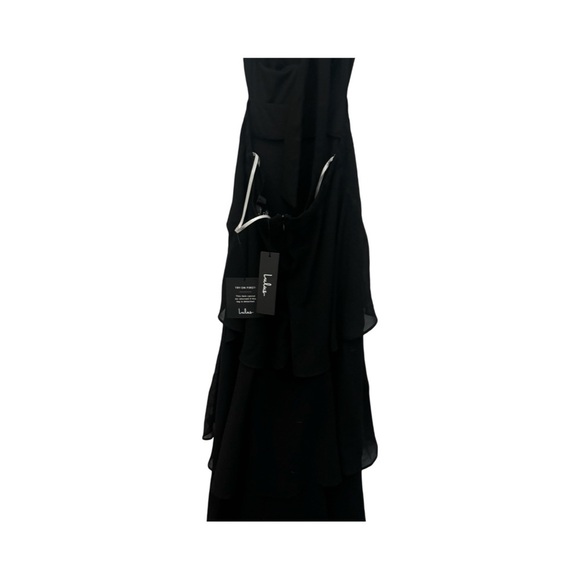 Lulus Tier and Now Black Tie-Back Tiered Maxi Dress, new with tags in size xs - Picture 7 of 9